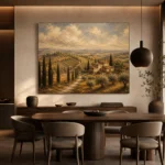 Muted Olive & Ochre Tuscan Landscape Wall Art Canvas Print - Image 4