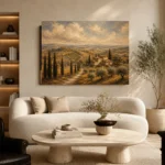 Muted Olive & Ochre Tuscan Landscape Wall Art Canvas Print - Image 6