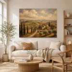Muted Olive & Ochre Tuscan Landscape Wall Art Canvas Print - Image 7
