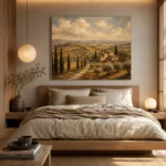 Muted Olive & Ochre Tuscan Landscape Wall Art Canvas Print - Image 8