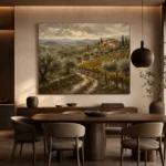 Deep Olive & Ochre Tuscan Landscape Wall Art Canvas Print - Image 4