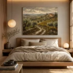 Deep Olive & Ochre Tuscan Landscape Wall Art Canvas Print - Image 8