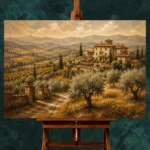 Golden Ochre Estate Tuscan Landscape Wall Art Canvas Print - Image 2