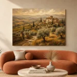 Golden Ochre Estate Tuscan Landscape Wall Art Canvas Print - Image 3