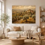 Golden Ochre Estate Tuscan Landscape Wall Art Canvas Print - Image 7