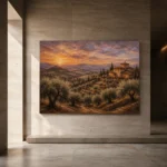 Dusky Olive Twilight Tuscan Landscape Wall Art Canvas Print - Image 5