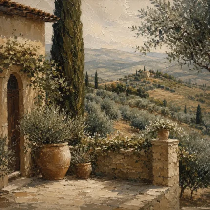 Mediterranean Tuscan Landscape Wall Art Canvas Print