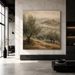 Misty Tuscan Olive Grove Landscape Wall Art Canvas Print - Image 5