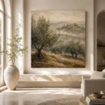 Misty Tuscan Olive Grove Landscape Wall Art Canvas Print - Image 8