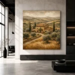 Golden Tuscan Farmhouse Landscape Wall Art Canvas Print - Image 5