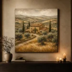 Golden Tuscan Farmhouse Landscape Wall Art Canvas Print - Image 7