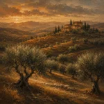 Evening Tuscan Hills Landscape Wall Art Canvas Print