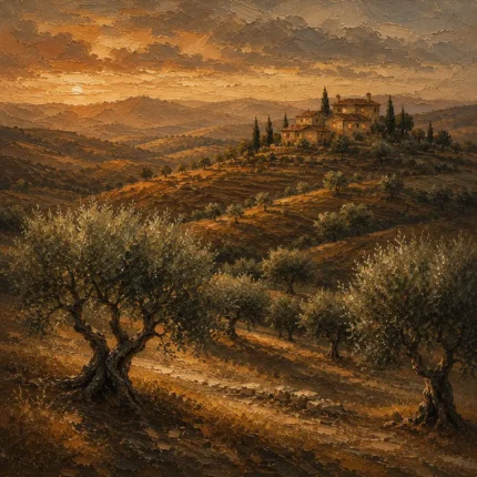 Evening Tuscan Hills Landscape Wall Art Canvas Print