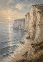 Blue Gray Coastal Landscape Wall Art Canvas Print