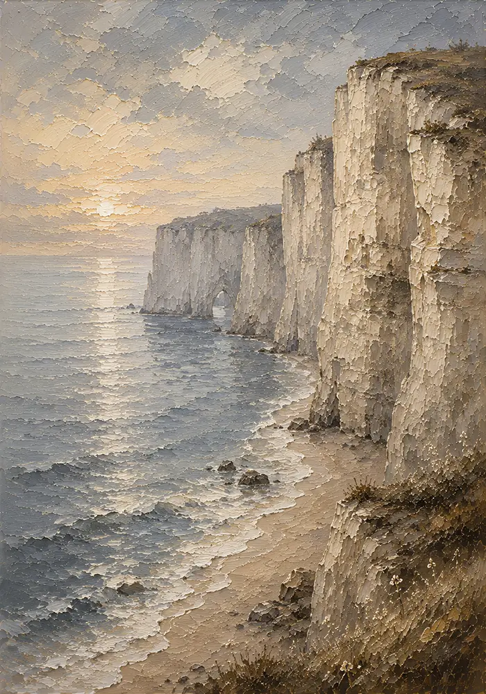 Blue Gray Coastal Landscape Wall Art Canvas Print