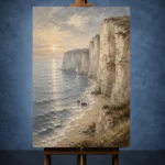 Blue Gray Coastal Landscape Wall Art Canvas Print - Image 2
