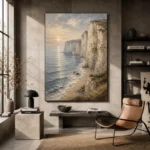 Blue Gray Coastal Landscape Wall Art Canvas Print - Image 3