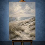 Blue Gray Coastal Dune Coastal Landscape Wall Art Canvas Print - Image 2