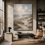 Blue Gray Coastal Dune Coastal Landscape Wall Art Canvas Print - Image 3