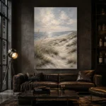 Blue Gray Coastal Dune Coastal Landscape Wall Art Canvas Print - Image 4