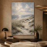 Blue Gray Coastal Dune Coastal Landscape Wall Art Canvas Print - Image 5