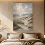 Blue Gray Coastal Dune Coastal Landscape Wall Art Canvas Print - Image 6