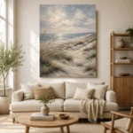 Blue Gray Coastal Dune Coastal Landscape Wall Art Canvas Print - Image 7
