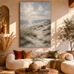 Blue Gray Coastal Dune Coastal Landscape Wall Art Canvas Print - Image 8