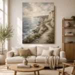 Blue Gray Cliffside Coastal Landscape Wall Art Canvas Print - Image 7
