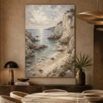 Blue Gray Secluded Cove Coastal Landscape Wall Art Canvas Print - Image 5