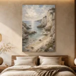 Blue Gray Secluded Cove Coastal Landscape Wall Art Canvas Print - Image 6