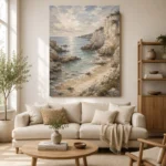 Blue Gray Secluded Cove Coastal Landscape Wall Art Canvas Print - Image 7