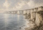 Blue Gray Limestone Coastal Landscape Wall Art Canvas Print