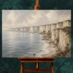 Blue Gray Limestone Coastal Landscape Wall Art Canvas Print - Image 2