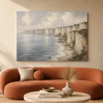 Blue Gray Limestone Coastal Landscape Wall Art Canvas Print - Image 3