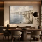 Blue Gray Limestone Coastal Landscape Wall Art Canvas Print - Image 4