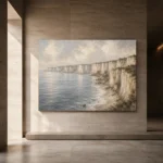 Blue Gray Limestone Coastal Landscape Wall Art Canvas Print - Image 5