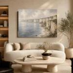 Blue Gray Limestone Coastal Landscape Wall Art Canvas Print - Image 6