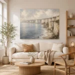 Blue Gray Limestone Coastal Landscape Wall Art Canvas Print - Image 7