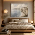 Blue Gray Limestone Coastal Landscape Wall Art Canvas Print - Image 8