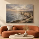Blue Gray Quiet Headland Coastal Landscape Wall Art Canvas Print - Image 3