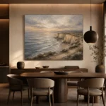 Blue Gray Quiet Headland Coastal Landscape Wall Art Canvas Print - Image 4