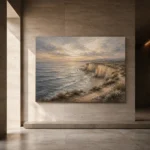 Blue Gray Quiet Headland Coastal Landscape Wall Art Canvas Print - Image 5