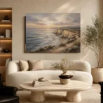 Blue Gray Quiet Headland Coastal Landscape Wall Art Canvas Print - Image 6