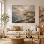 Blue Gray Quiet Headland Coastal Landscape Wall Art Canvas Print - Image 7