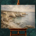 Blue Gray Sandstone Cove Coastal Landscape Wall Art Canvas Print - Image 2