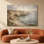 Blue Gray Sandstone Cove Coastal Landscape Wall Art Canvas Print - Image 3