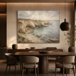 Blue Gray Sandstone Cove Coastal Landscape Wall Art Canvas Print - Image 4