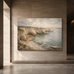Blue Gray Sandstone Cove Coastal Landscape Wall Art Canvas Print - Image 5