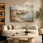 Blue Gray Sandstone Cove Coastal Landscape Wall Art Canvas Print - Image 6